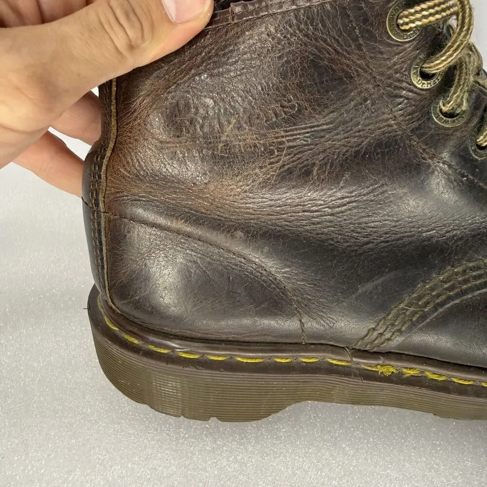Vintage Dr Martens Leather Boots Brown Mens Size 6 Made in England 90s 6 Eyelet